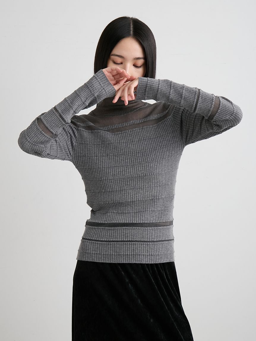 HEATタートルRIBニット cashmere rib knit turtle neck(カシミヤリブニットタートルネック)