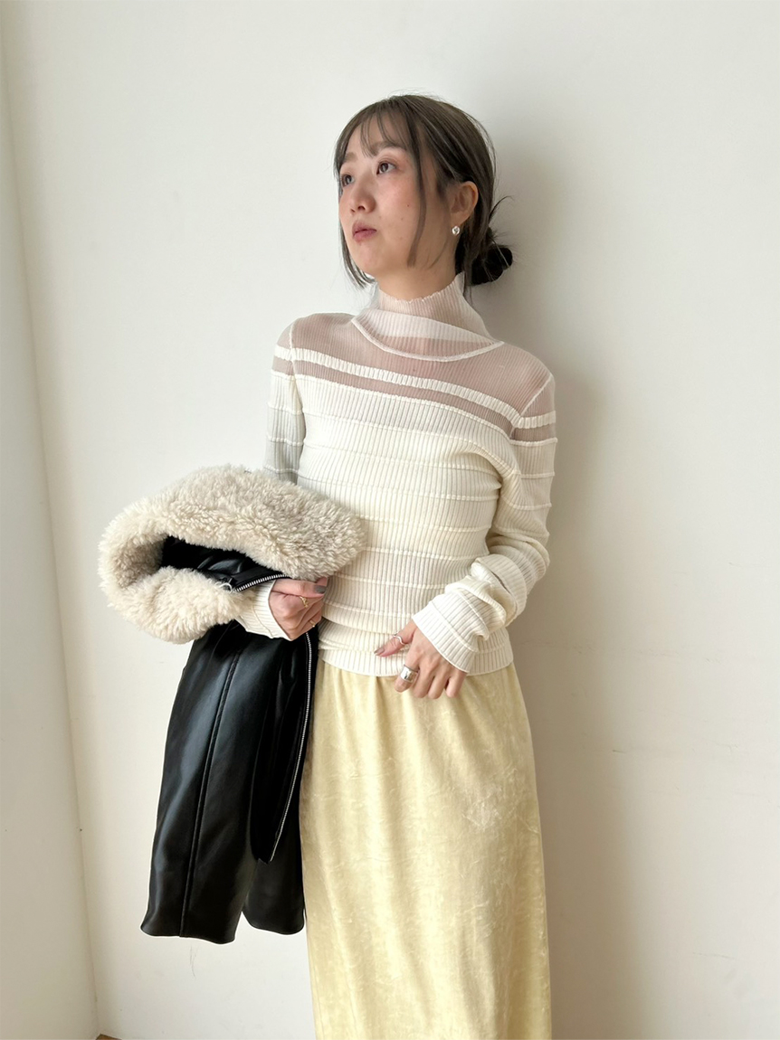 WEB限定】シアー切り替えRIBタートルニット(トップス)｜MIESROHE