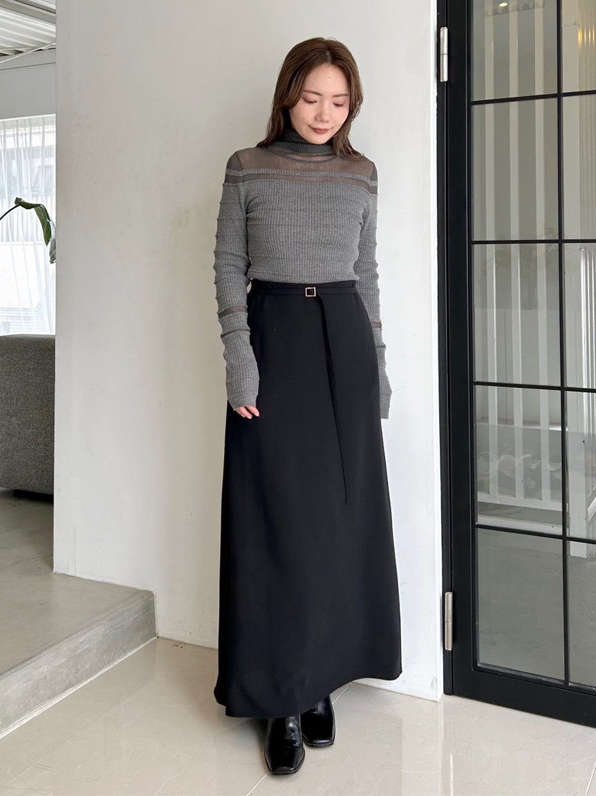 WEB限定】シアー切り替えRIBタートルニット(ニット)｜トップス