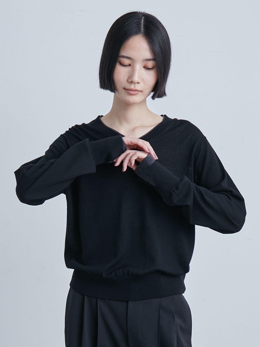 BIELLAヤーンレイヤードVネックNT(ニット)｜トップス｜MIESROHE