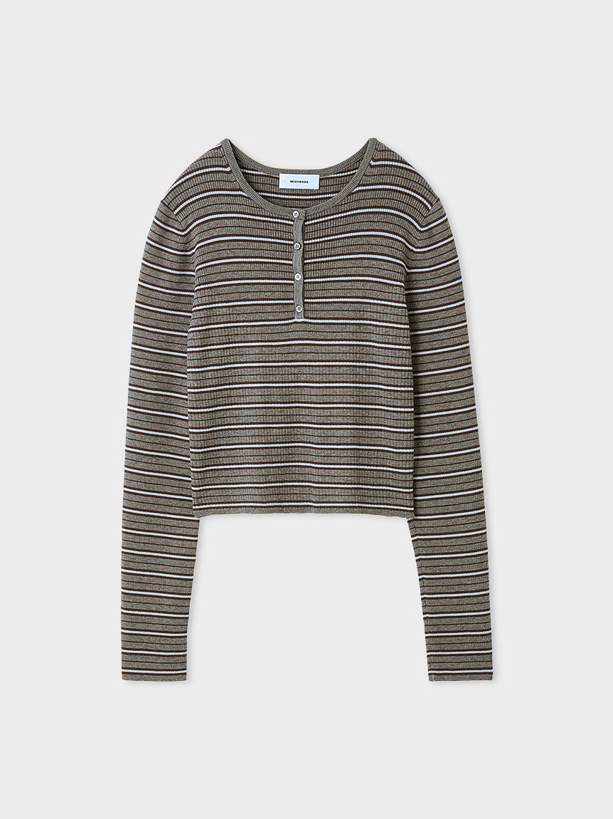 ウールシルク混ヘンリーネックリブニット(ニット)｜トップス｜MIESROHE