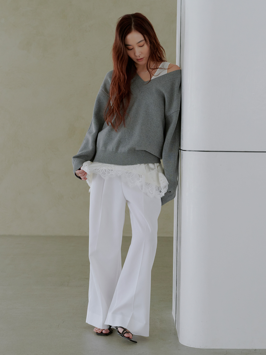 【新品】  MIESROHE / ミースロエ | カシミヤ混 ワンショルダー ノースリーブ ニット | F | グレー | レディース 新品】 MIESROHE / ミースロエ | カシミヤ混 ワンショルダー