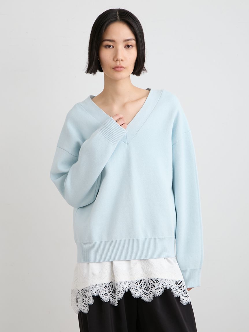 洗える】綿カシミア×レースタンクSET(ニット)｜トップス｜MIESROHE