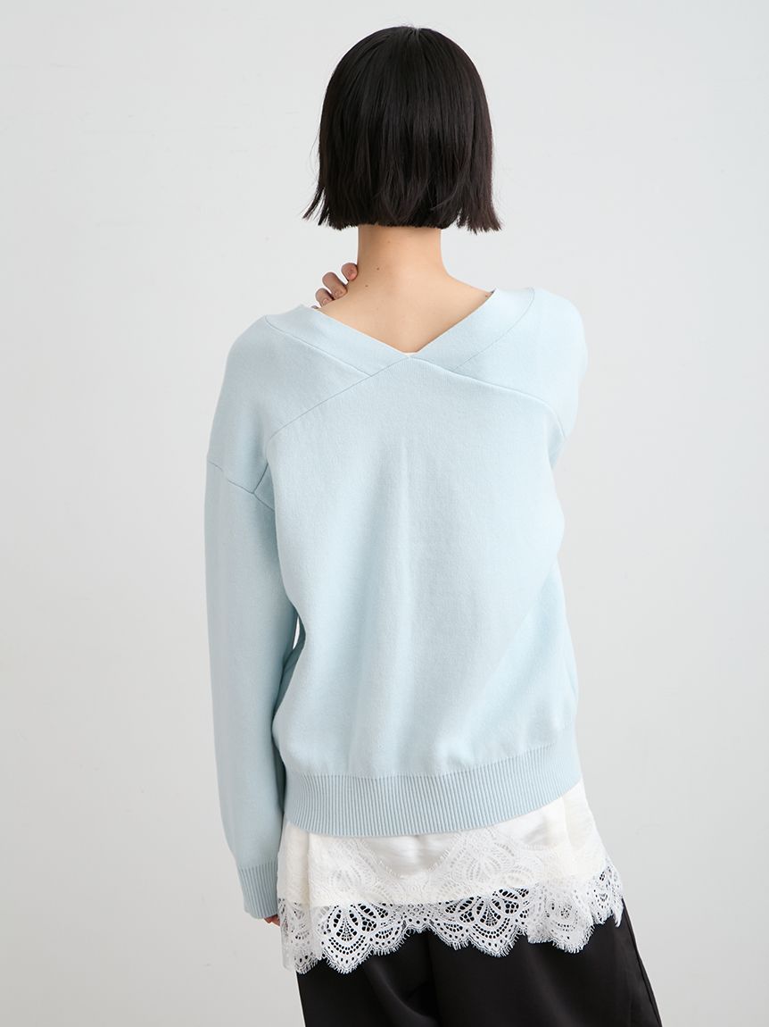 洗える】綿カシミア×レースタンクSET(ニット)｜トップス｜MIESROHE