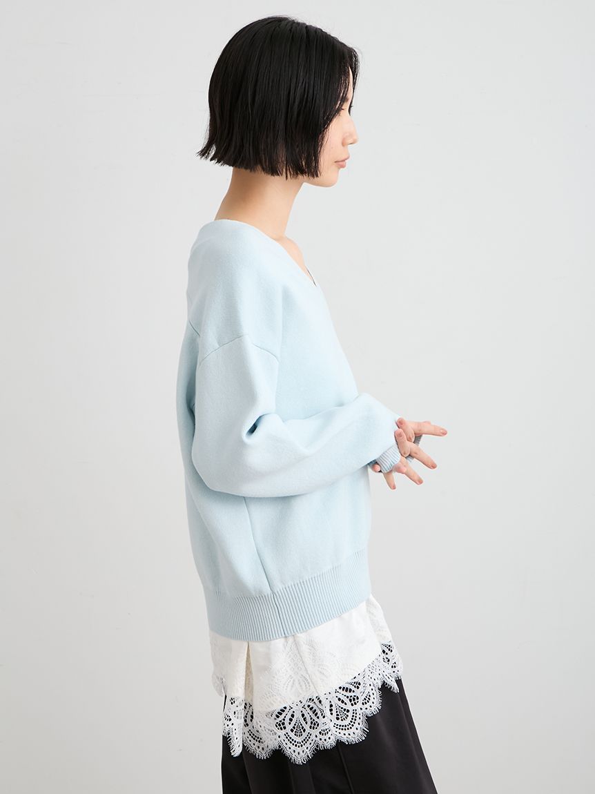 洗える】綿カシミア×レースタンクSET(ニット)｜トップス｜MIESROHE