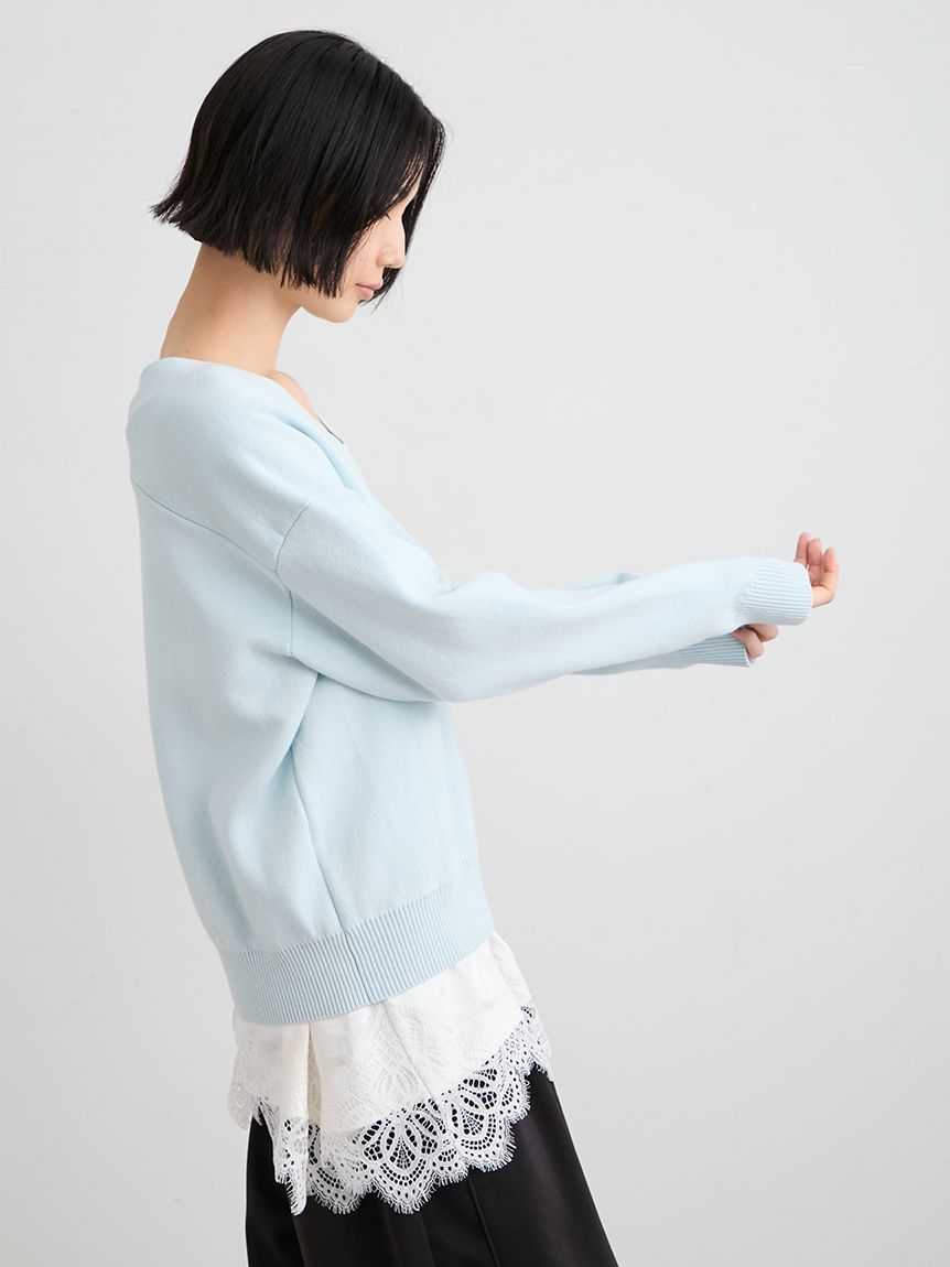 洗える】綿カシミア×レースタンクSET(ニット)｜トップス｜MIESROHE