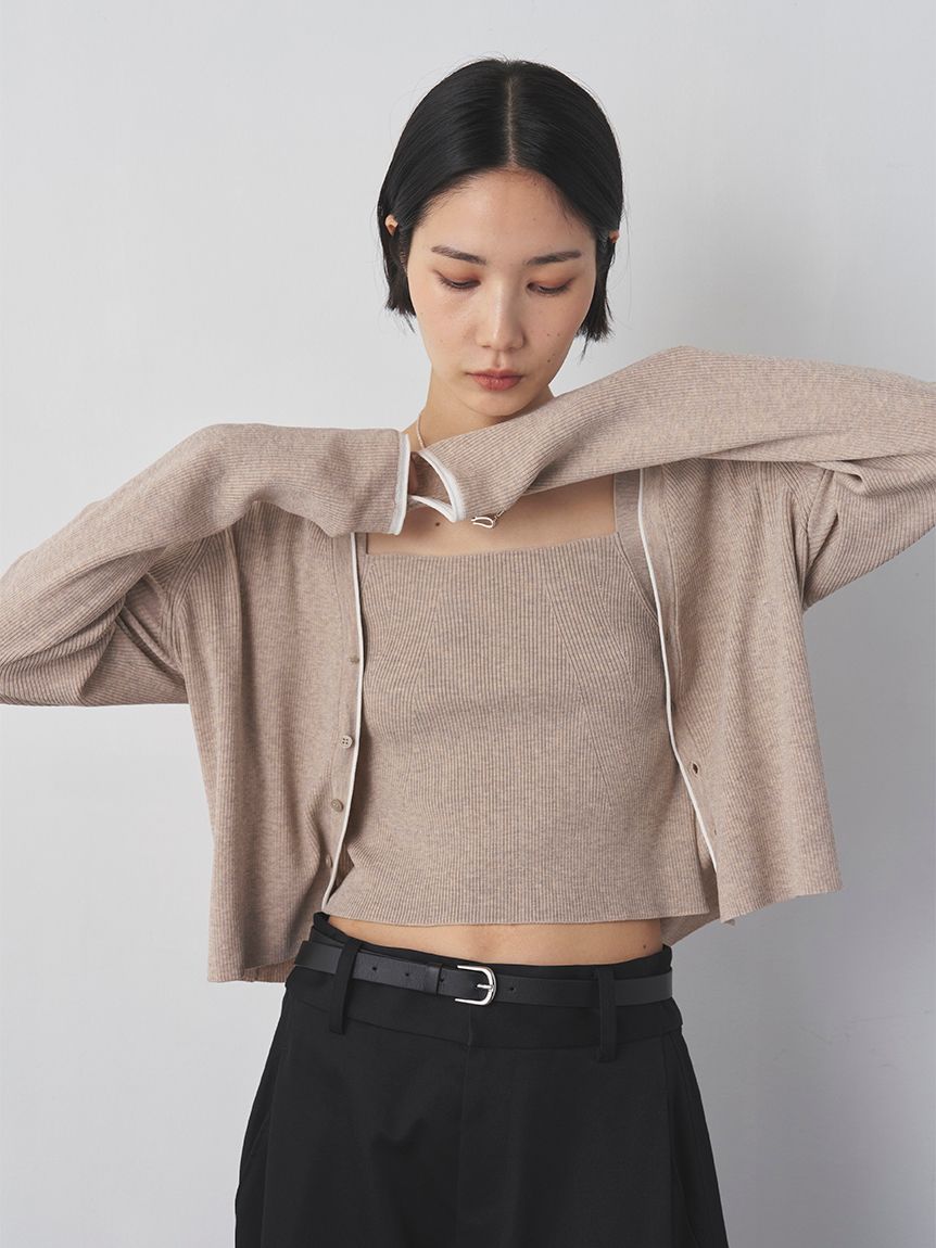 セットアップ対応】【洗える】シルク混RIBニットキャミ(ニット