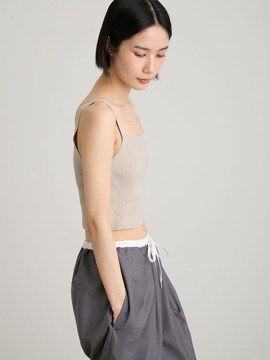 セットアップ対応】【洗える】シルク混RIBニットキャミ(ニット