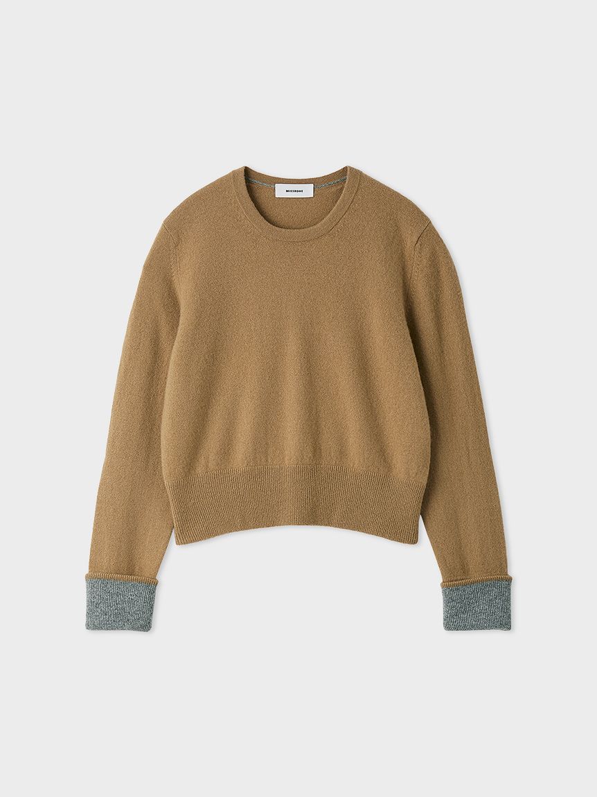 洗える】バイカラーカシミアコンパクトニット(トップス)｜MIESROHE