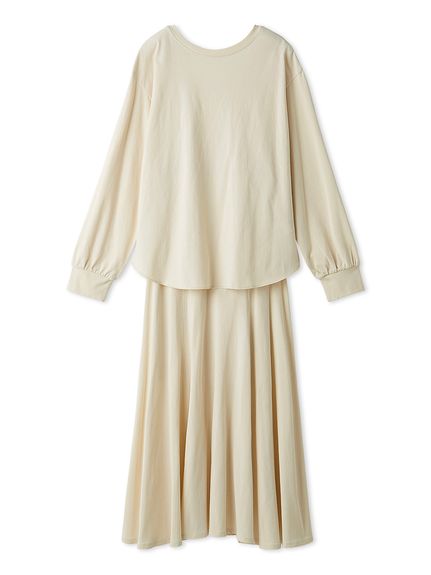 背中明きロングＴシャツナロースカートSET UP