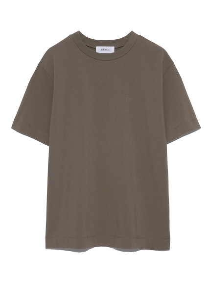 2段同色ロゴフロッキープリントTシャツ(MOC-0)