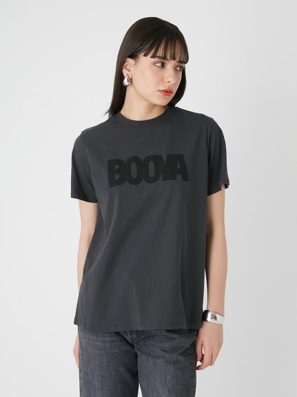Aライン半袖ロゴプリントTシャツ【ウォッシャブル】(Tシャツ 