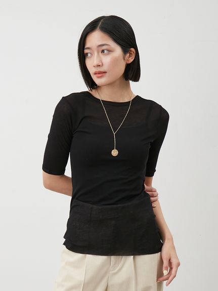 Mila Owen ミラオーウェン (F) コットン プリント Tシャツ 黒 Tシャツ｜Mila Owen（ミラオーウェン）の通販サイト【公式】