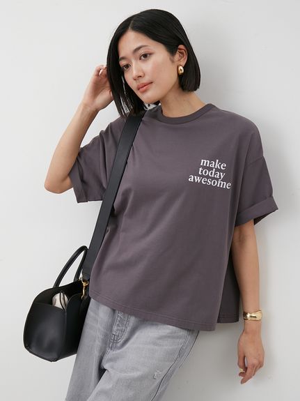 短丈ワイドグラフィックTシャツ(Tシャツ)｜トップス｜Mila Owen