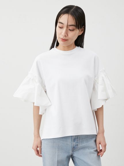 トップス mila スリーブデザインカットドッキングトップス(カットソー