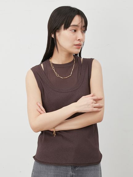 tシャツ イージーケアタンクレイヤードカットトップス レディース イージーケアタンクレイヤードカットトップス(タンクトップ