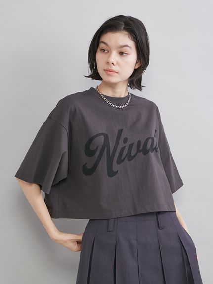 ショート丈ワイドグラフィックTシャツ(Tシャツ)｜トップス｜Mila Owen