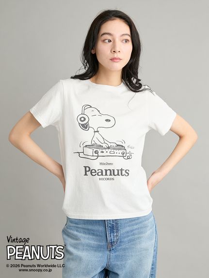 PEANUTS - スヌーピーコラボTシャツ PEANUTS RECORDS】スヌーピーTシャツ(Tシャツ)｜トップス｜Mila Owen