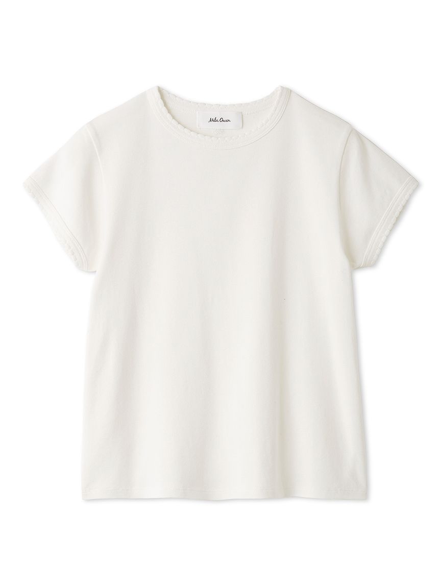 接触冷感】スカラップデザインコンパクトTシャツ(Tシャツ)｜トップス