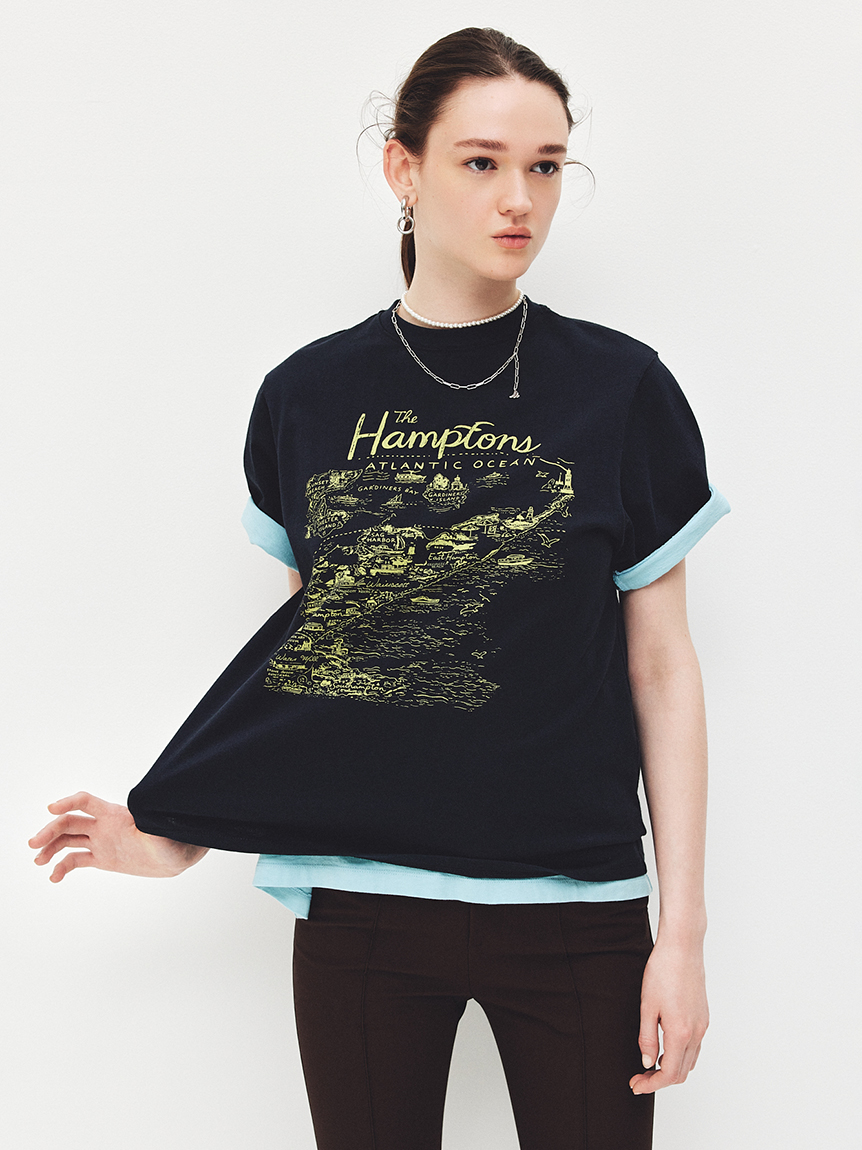 MapPatternグラフィックTシャツ(Tシャツ)｜トップス｜Mila