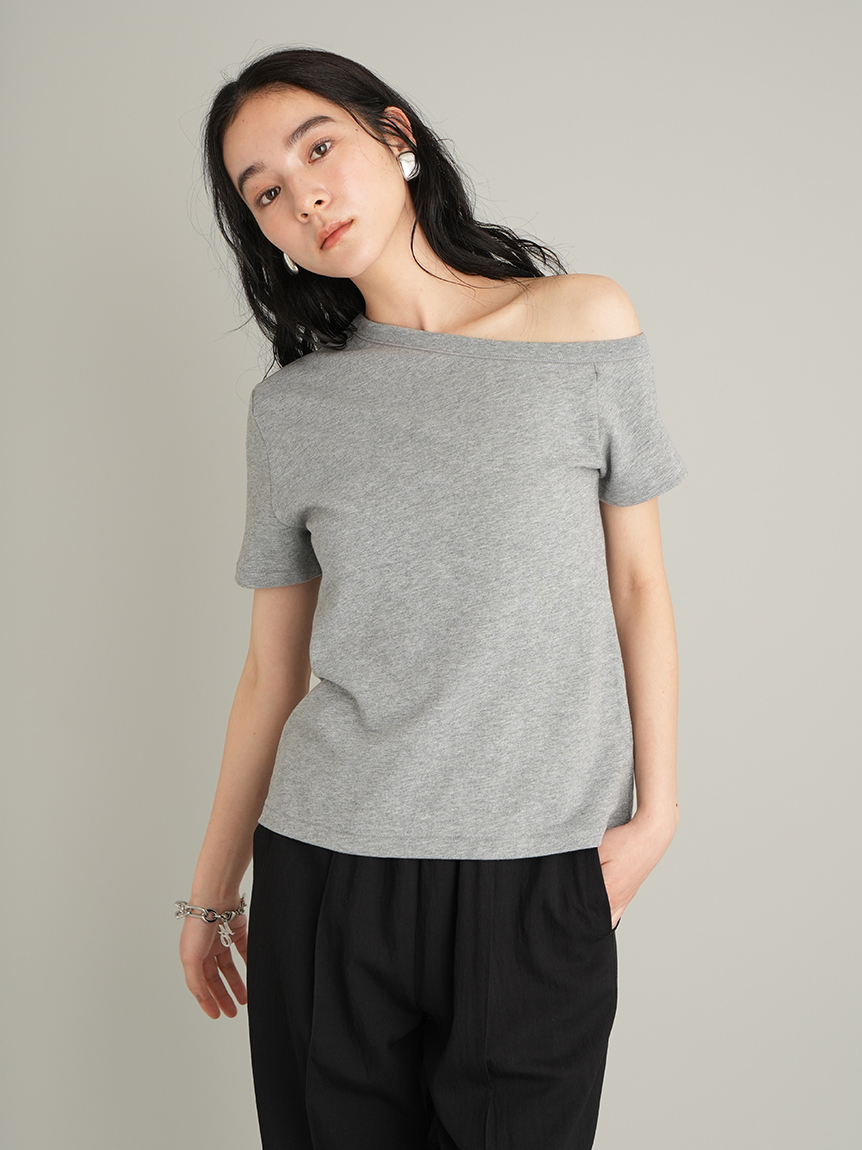 アシンメトリーネックTシャツ(Tシャツ)｜トップス｜Mila Owen（ミラ