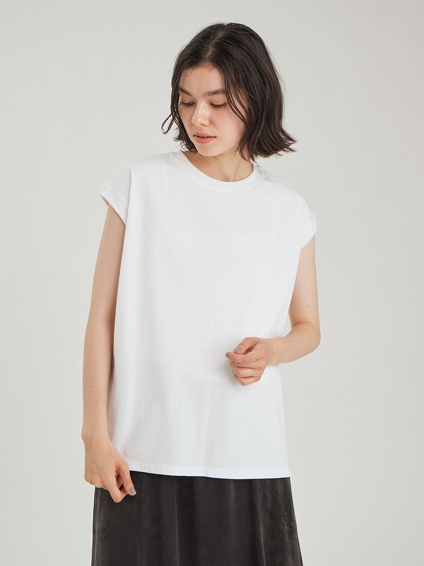 接触冷感】ハイラインフレンチスリーブカットTOPS(カットソー