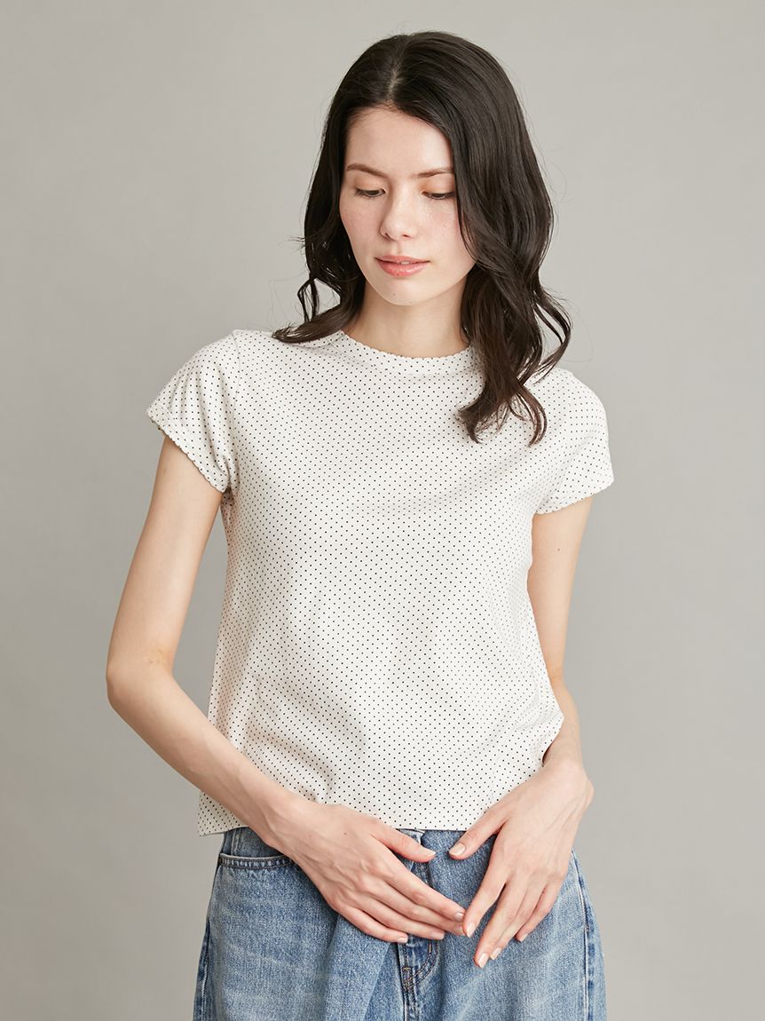 接触冷感】DOTスカラップコンパクトTシャツ(Tシャツ)｜トップス｜Mila