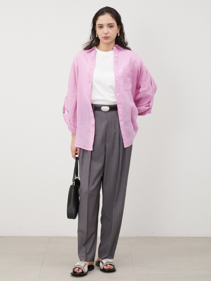 ロールアップスリーブオーバーラミーシャツ【マシーンウォッシャブル】