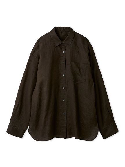 【セットアップ対応】【WEB限定カラー】フレンチリネンオーバーサイズシャツ(BRW-F)