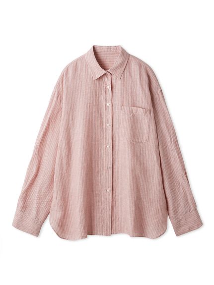 【セットアップ対応】【WEB限定カラー】フレンチリネンオーバーサイズシャツ(PNK-F)