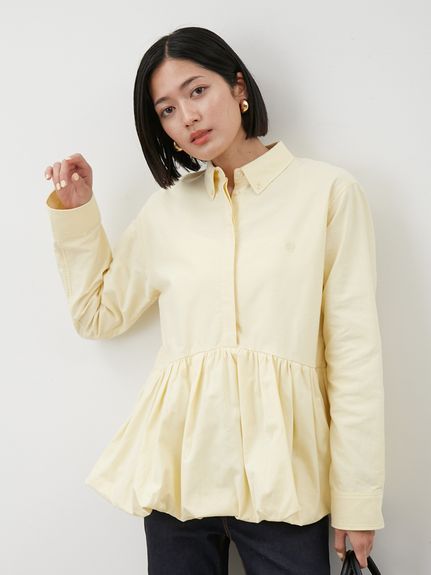 釦ダウン裾バルーンペプラムシャツ(シャツ)｜トップス｜Mila Owen