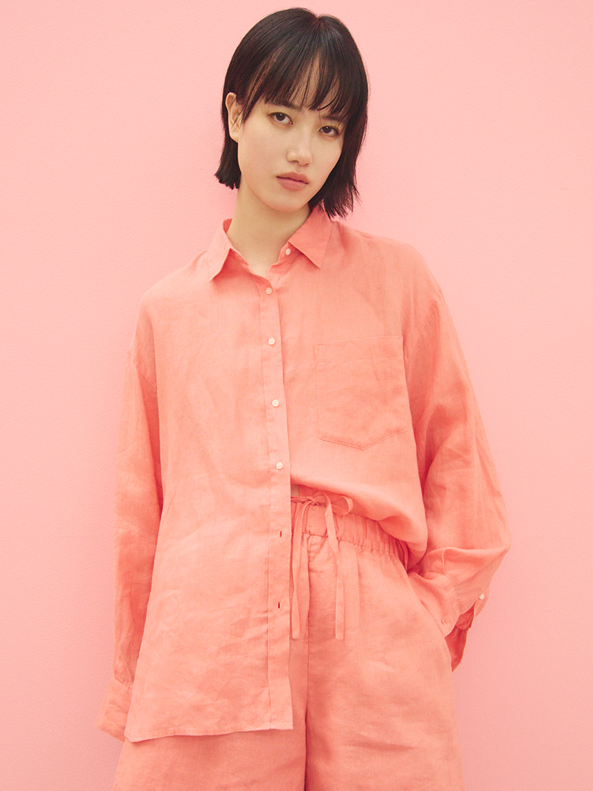 ポケット付きフレンチリネンシャツ(シャツ)｜トップス｜Mila Owen