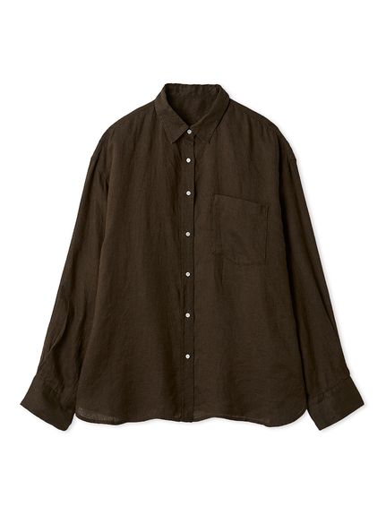 ポケット付きフレンチリネンシャツ(BRW-F)