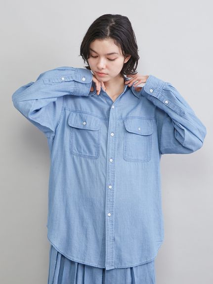 シアーデニムフラップシャツ