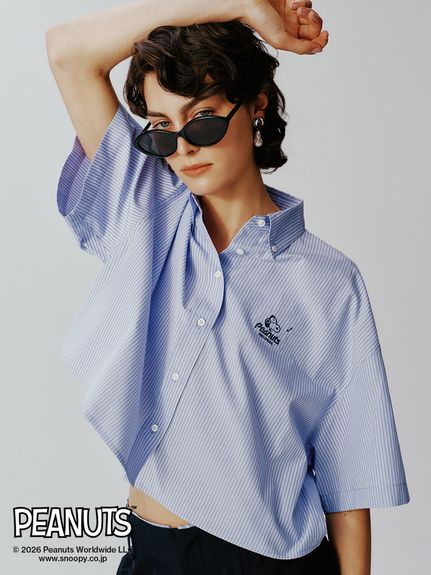 【PEANUTS RECORDS】ボタンダウン短丈シャツ