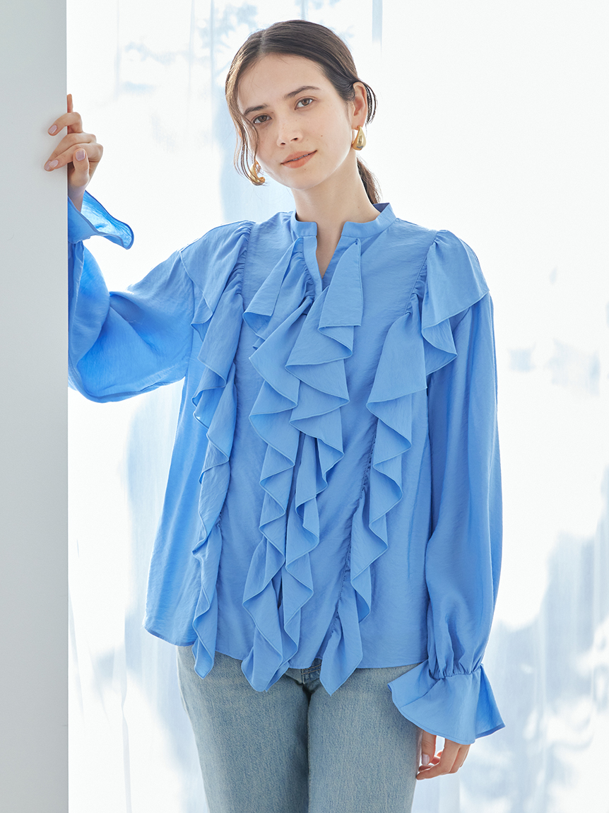 フレアスリーブスキッパーラッフルブラウス(ブラウス)｜トップス｜Mila