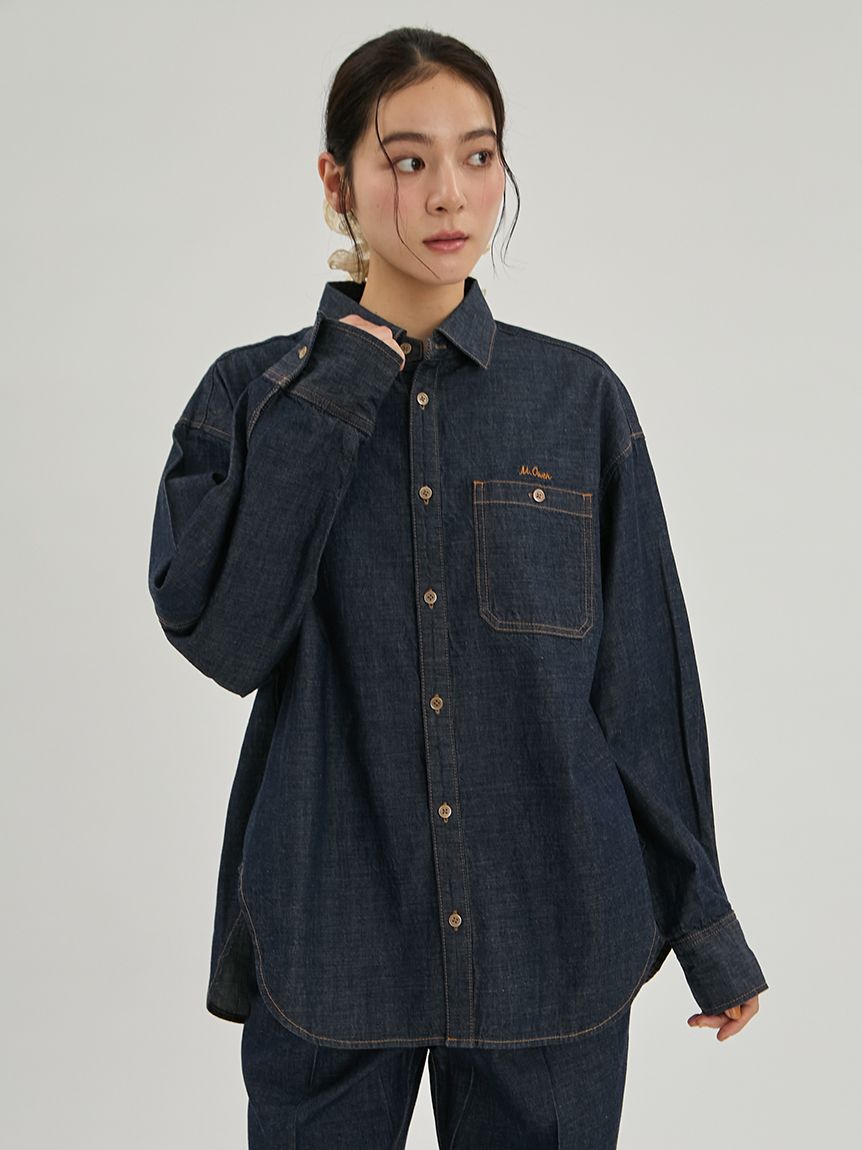 デニムカーブヘムオーバーシャツ(シャツ)｜トップス｜Mila Owen（ミラ