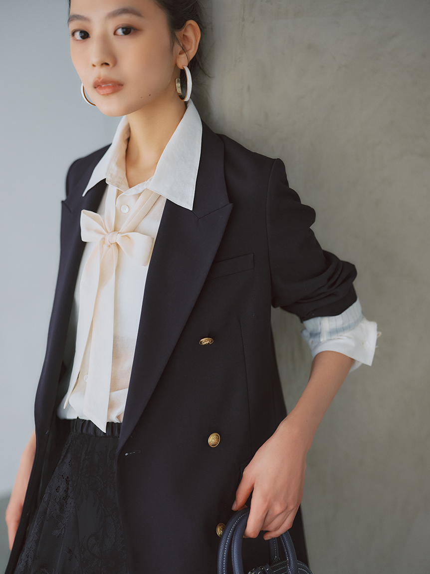 タイ付きシアービッグシャツ(シャツ・ブラウス)｜トップス｜Mila Owen