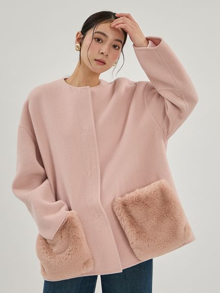 【新品】Mila Owen ミラオーウェン シャギーロングコート ピンク 羊毛 アウター｜Mila Owen（ミラオーウェン）の通販サイト【公式】