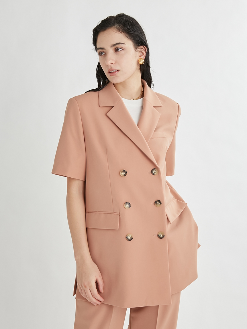 W釦ハーフスリーブロングテーラードジャケット テーラードジャケット アウター Mila Owen ミラオーウェン の通販サイト 公式