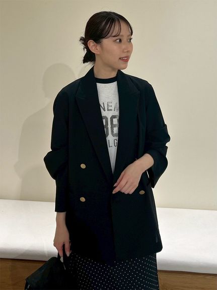 クールタッチ金釦ダブルブレストブレザー(テーラードジャケット