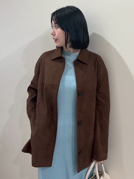 Mila owen 高級 ポンチョ PONTETORTO生地　ブルー ミラ オーウェン Mila Owen ボンディングダブルZIPブルゾン