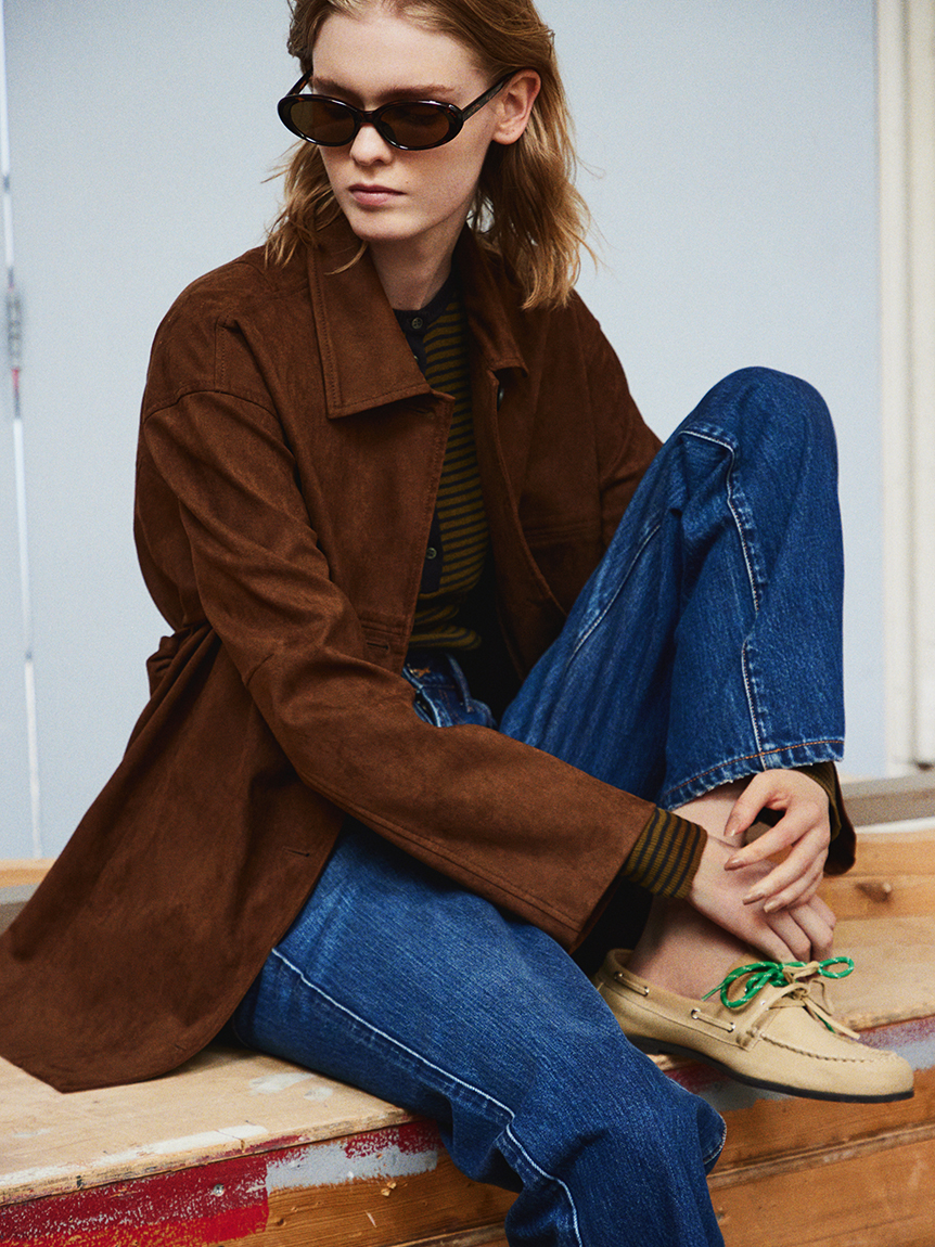 ステンカラーリサイクスウェードライクブルゾン(ブルゾン