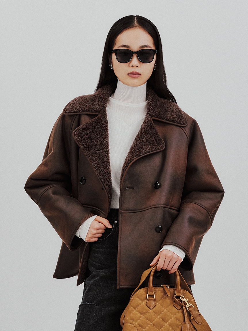 フェイクレザームートンジャケット