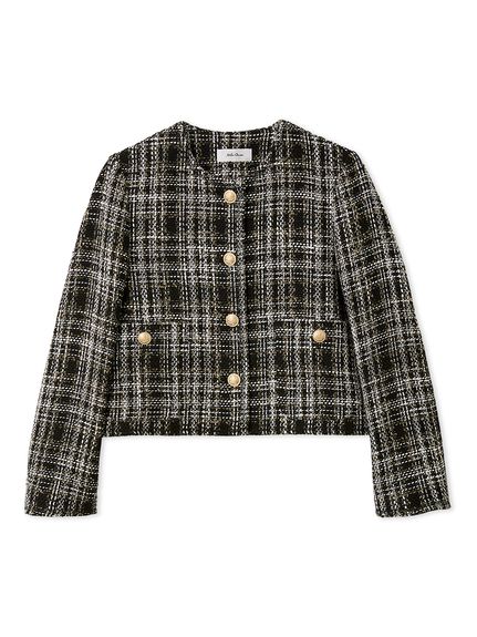クロップド金釦コンパクトツイードジャケット(ジャケット)｜アウター