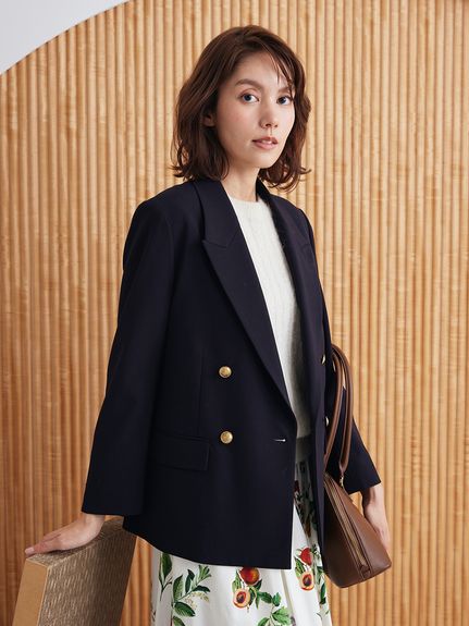 Mila Owenネイビー ダブルブレストピーコート Mila Owen（ミラオーウェン）の「ワイドシルエットダブル