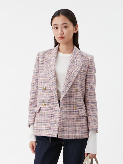 金釦ダブルブレストツイードブレザー(ジャケット)｜アウター｜Mila