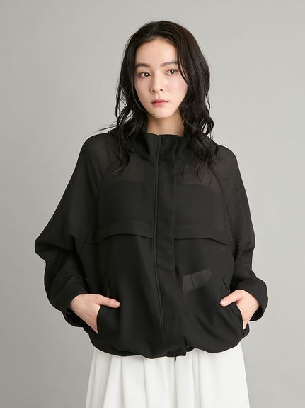 裾ドロストメッシュジップブルゾン