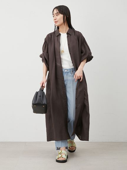 MACPHEEのシャツワンピース　ロングシャツ 選べる4type!スキッパー＆ベーシック 長袖ロングシャツ
