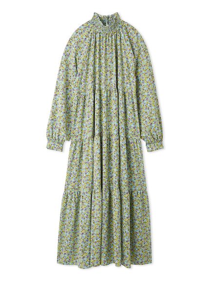 フラワープリントティアードワンピース(マキシ・ロングワンピース